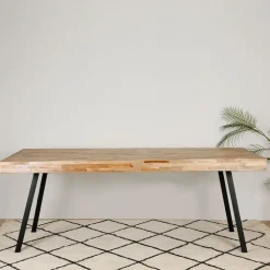 Fabrique de Styles Table à manger en teck massif et pieds métal 200x90cm - Suri* Table De Salle À Manger