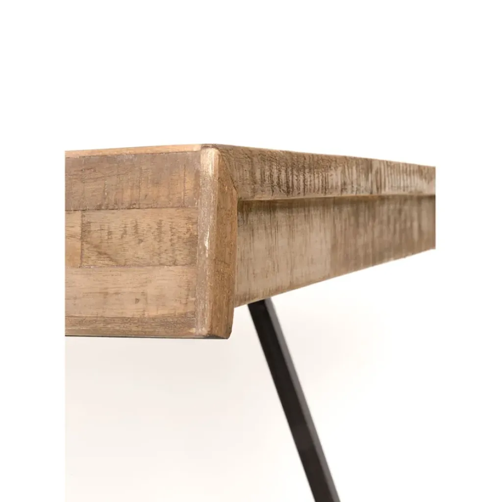 Fabrique de Styles Table à manger en teck massif et pieds métal 200x90cm - Suri* Table De Salle À Manger