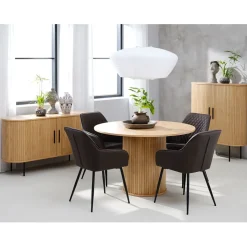 Fabrique de Styles Table à manger ronde en placage chêne d120cm - nola* Table De Salle À Manger