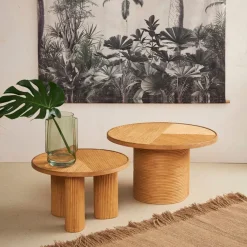 Fabrique de Styles Table basse 3 pieds en bambou et sapin d55xh35cm - Saori* Table Basses