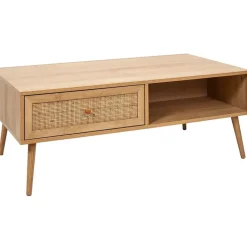 Fabrique de Styles Table basse avec tiroir en bois et cannage L110cm - Baia* Table Basses