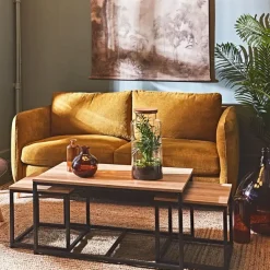 Fabrique de Styles Table basse gigogne (lot de 3) en manguier et fer noir -Noe* Table Basses