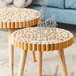 Fabrique de Styles Table basse gigogne ronde (lot de 2) en bois de pin - Rubin* Table Basses