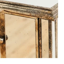 Fabrique de Styles Table de chevet baroque en bois et miroir 2 tiroirs - Bois miroir* Tables De Chevet