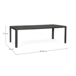 Fabrique de Styles Table de jardin avec allonge en aluminium 180(+60)x100cm - Kiplin*Enfant Tables De Jardin|Jardin