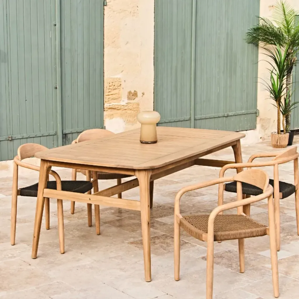 Fabrique de Styles Table de jardin avec rallonge en acacia naturel 180-200x100cm - Cirina*Enfant Tables De Jardin|Jardin