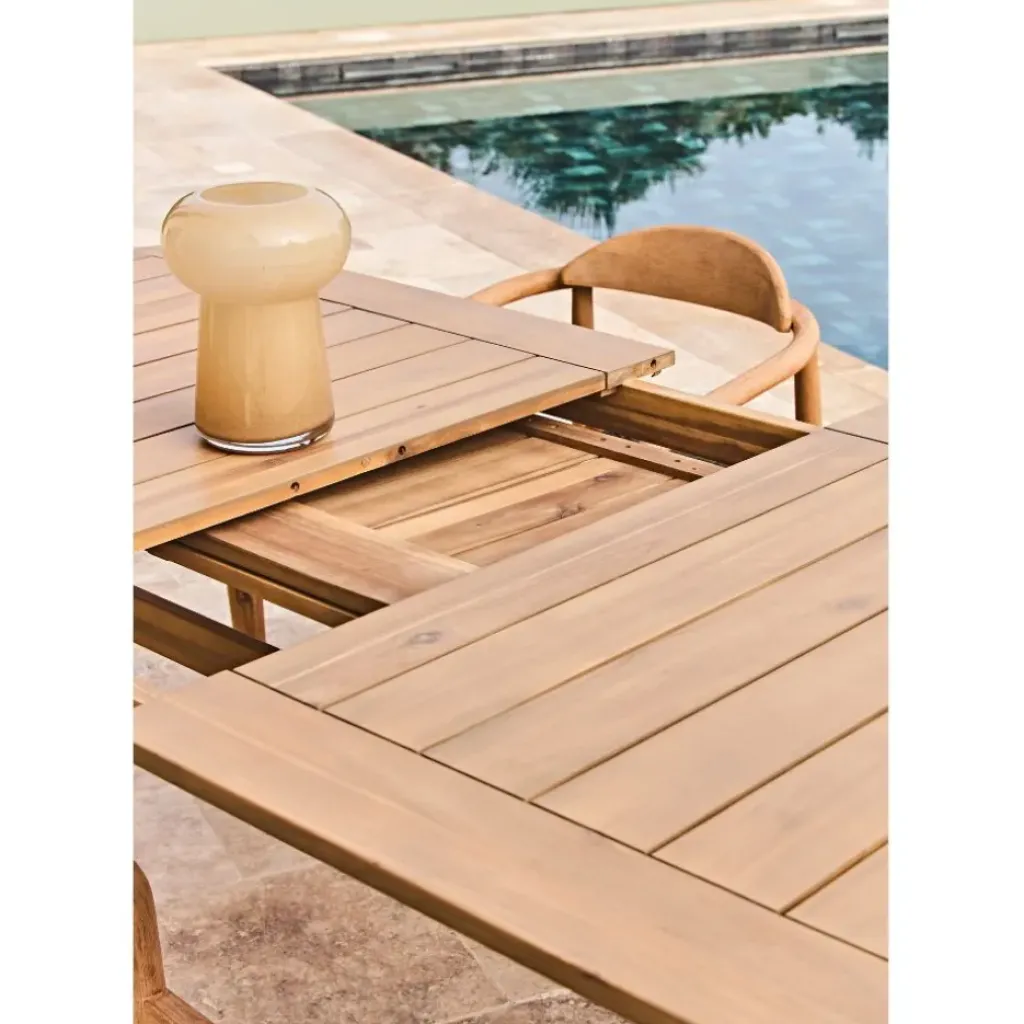 Fabrique de Styles Table de jardin avec rallonge en acacia naturel 180-200x100cm - Cirina*Enfant Tables De Jardin|Jardin