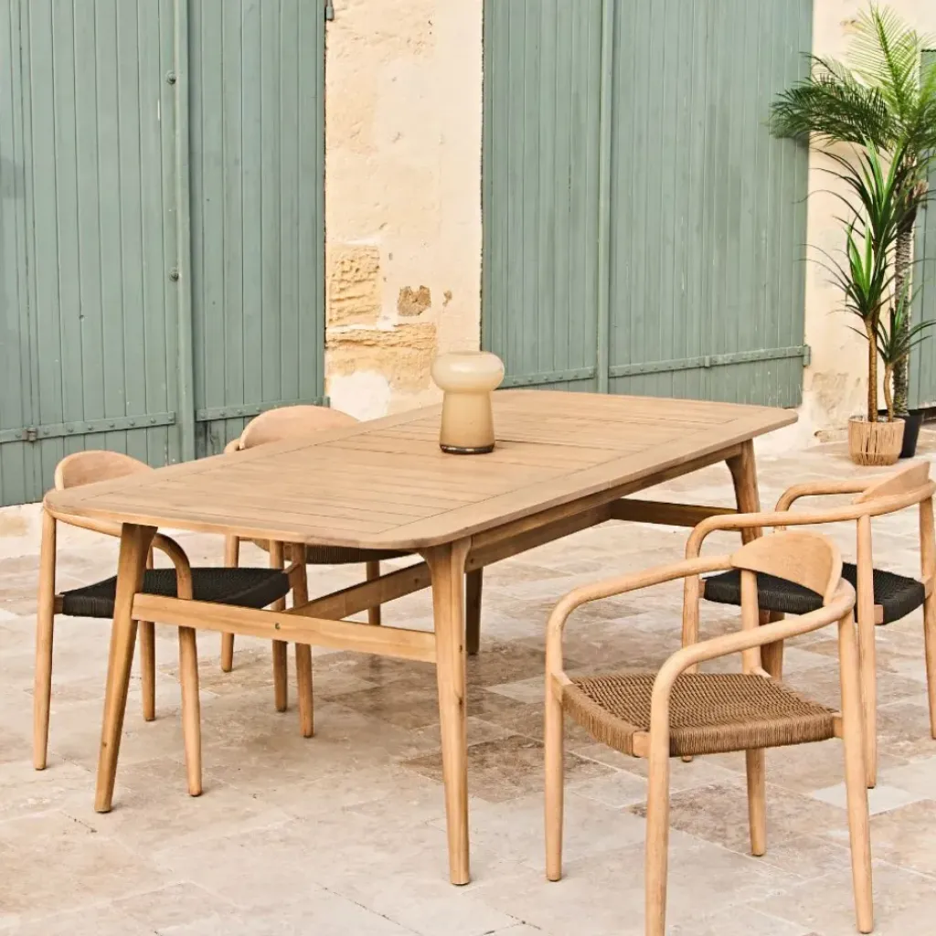 Fabrique de Styles Table de jardin avec rallonge en acacia naturel 180-200x100cm - Cirina*Enfant Tables De Jardin|Jardin