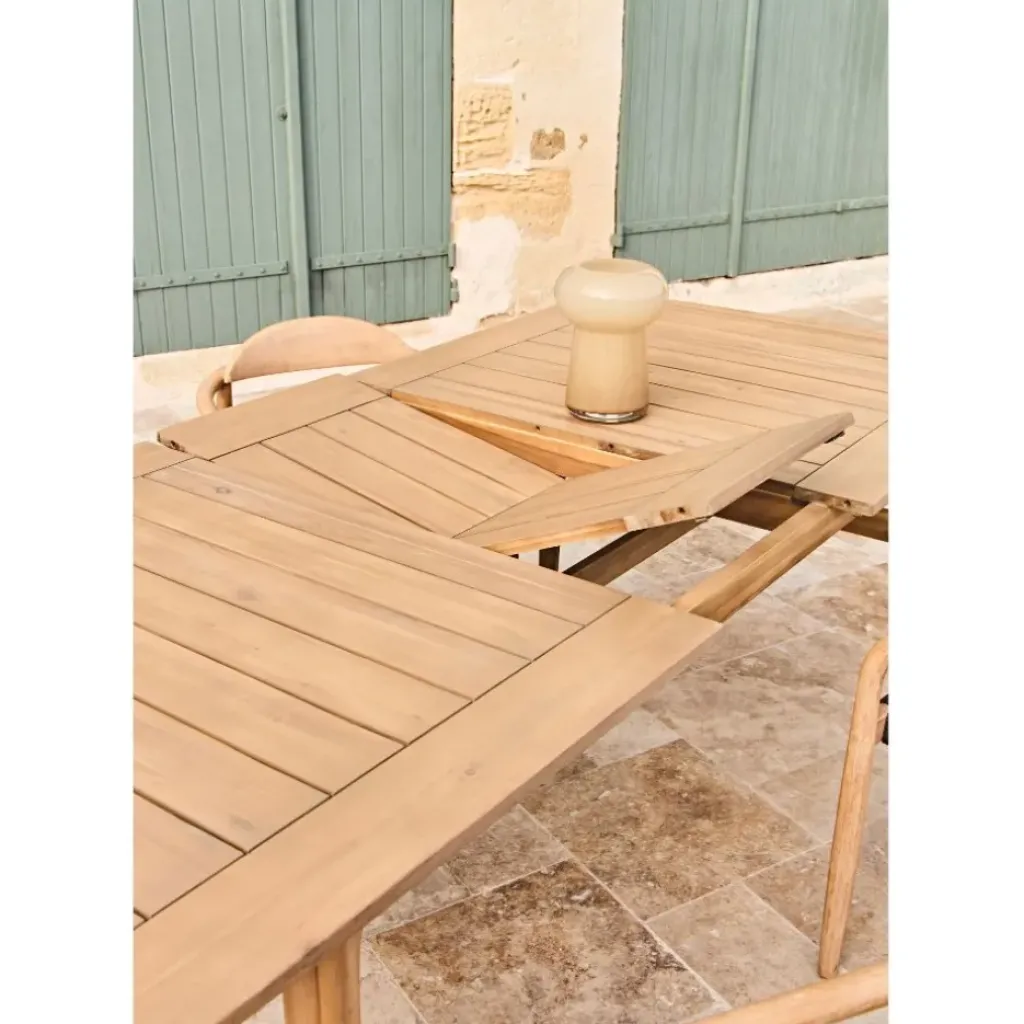 Fabrique de Styles Table de jardin avec rallonge en acacia naturel 180-200x100cm - Cirina*Enfant Tables De Jardin|Jardin