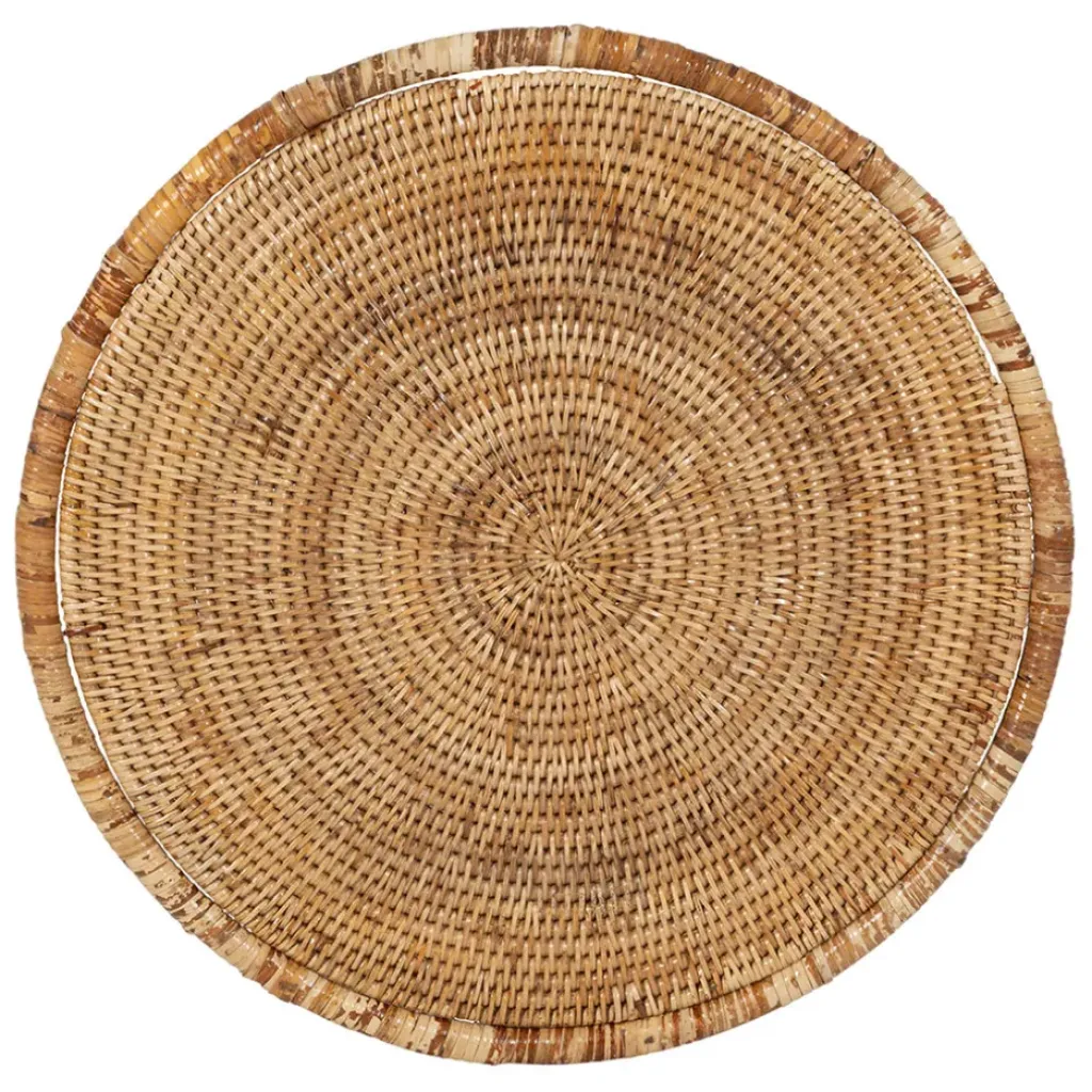 Fabrique de Styles Table gigogne rond par 2 en fer et rotin 50x50cm - Pasil* Bouts De Canapé Et Tables D'appoint