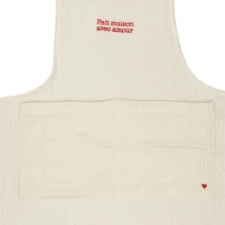 Fabrique de Styles Tablier en coton écru et rouge - Famille* Torchons, Tabliers Et Maniques
