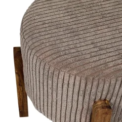 Fabrique de Styles Tabouret en tissu côtelé et bois d'acacia - Scarlett* Poufs Et Tabourets