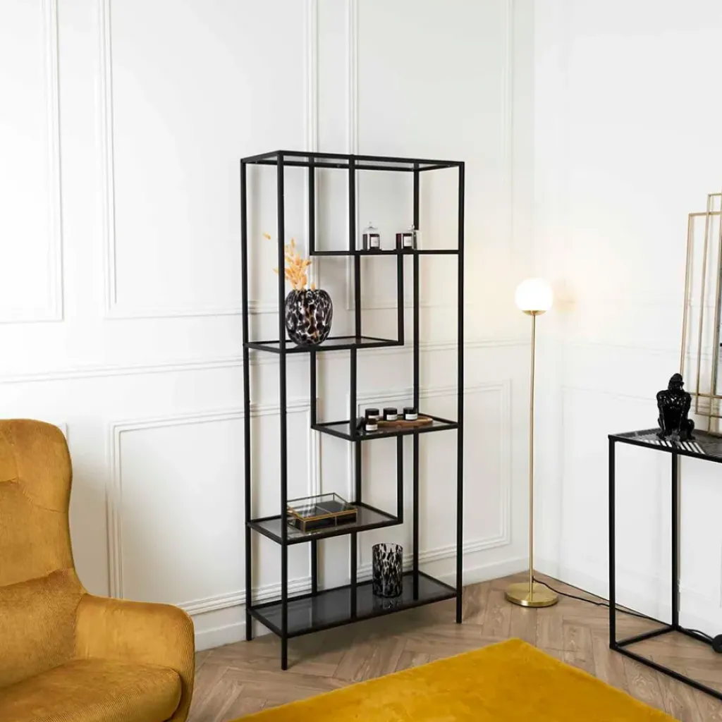 Fabrique de Styles Étagère en métal verre fumé h180cm - Edgard* Bibliothèques Et Étagères