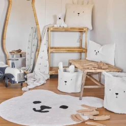 Fabrique de Styles Tapis ours en coton blanc et noir - Songes*Enfant Déco