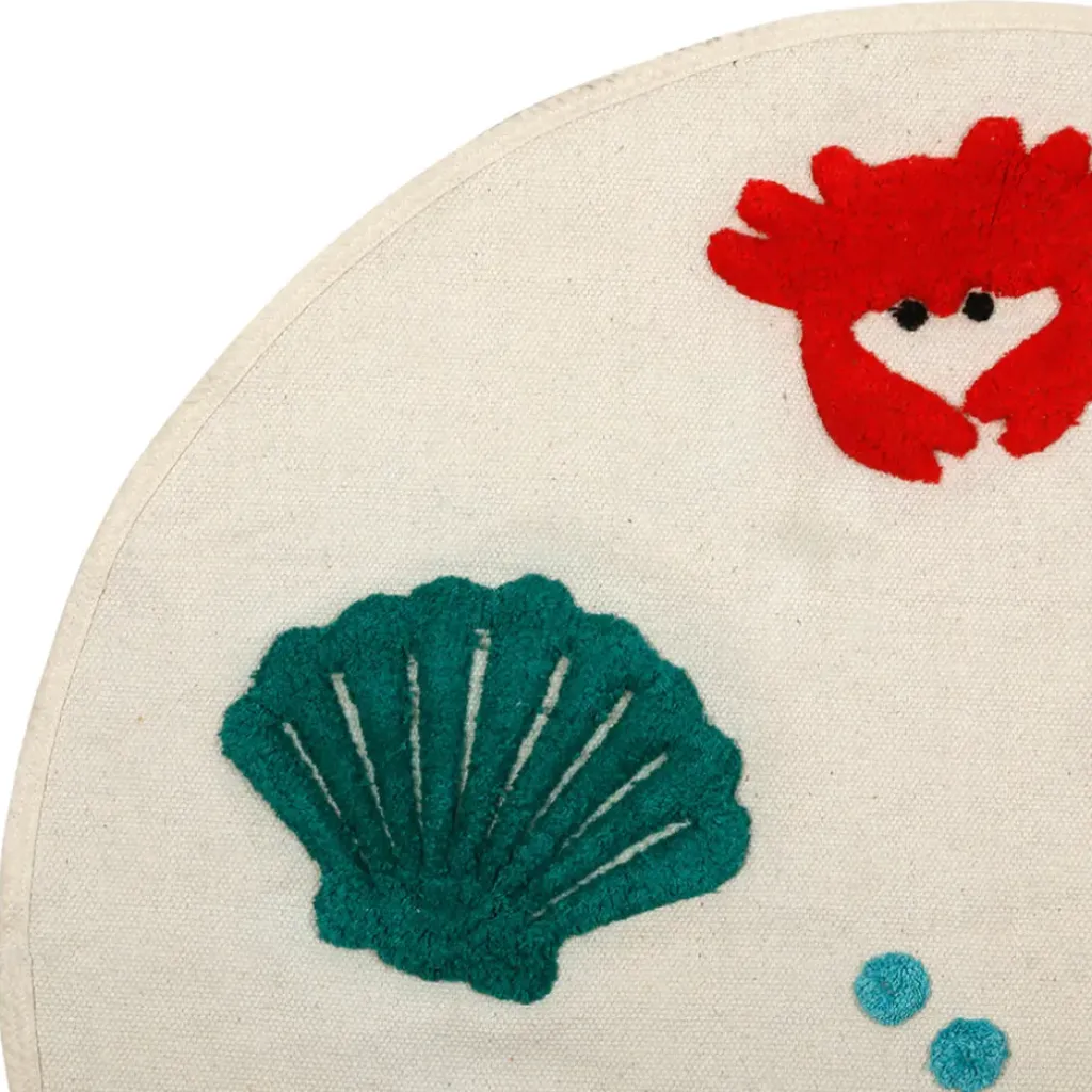 Fabrique de Styles Tapis rond en coton tufté d92cm - Océan*Enfant Déco