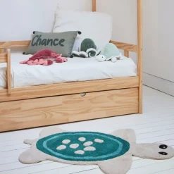 Fabrique de Styles Tapis tortue en coton tufté écru et 92x65cm*Enfant Déco