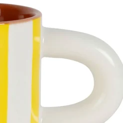 Fabrique de Styles Tasse à café en grès rayée jaune et blanc 17cl - Alaria* Tasses Et Mugs