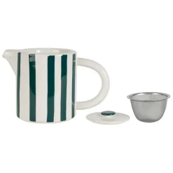 Fabrique de Styles Théière rayée en grès émeraude et blanc avec filtre 1l - Alaria* Théières Et Cafetières