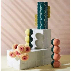 Fabrique de Styles Vase cylindrique en grès émeraude et jaune h30cm - Lumi* Vases Et Soliflores