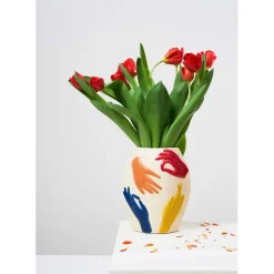 Fabrique de Styles Vase en porcelaine avec mains h22.5cm - Visage-Arty* Vases Et Soliflores