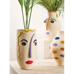 Fabrique de Styles Vase en porcelaine h30cm - Visage Arty* Vases Et Soliflores