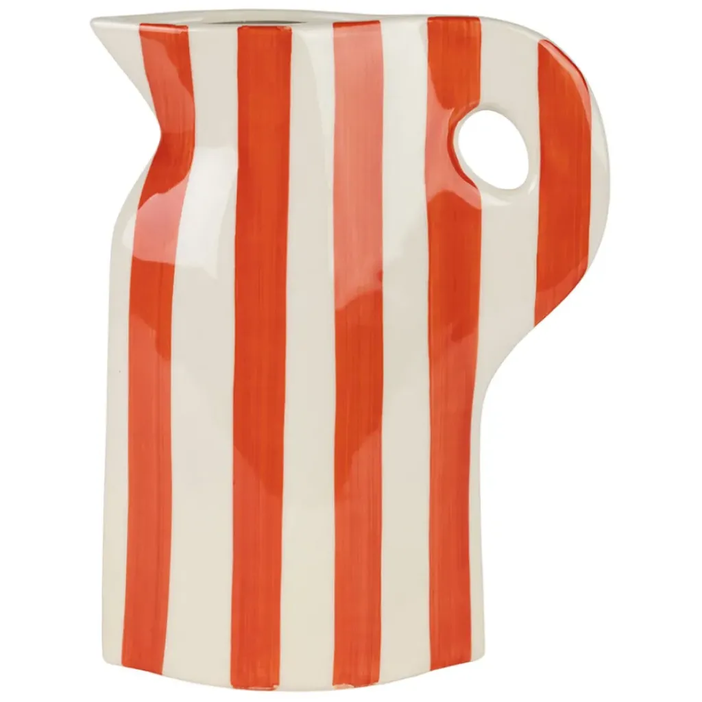 Fabrique de Styles Vase pichet en grès rayé et blanc h24cm - Artist* Vases Et Soliflores