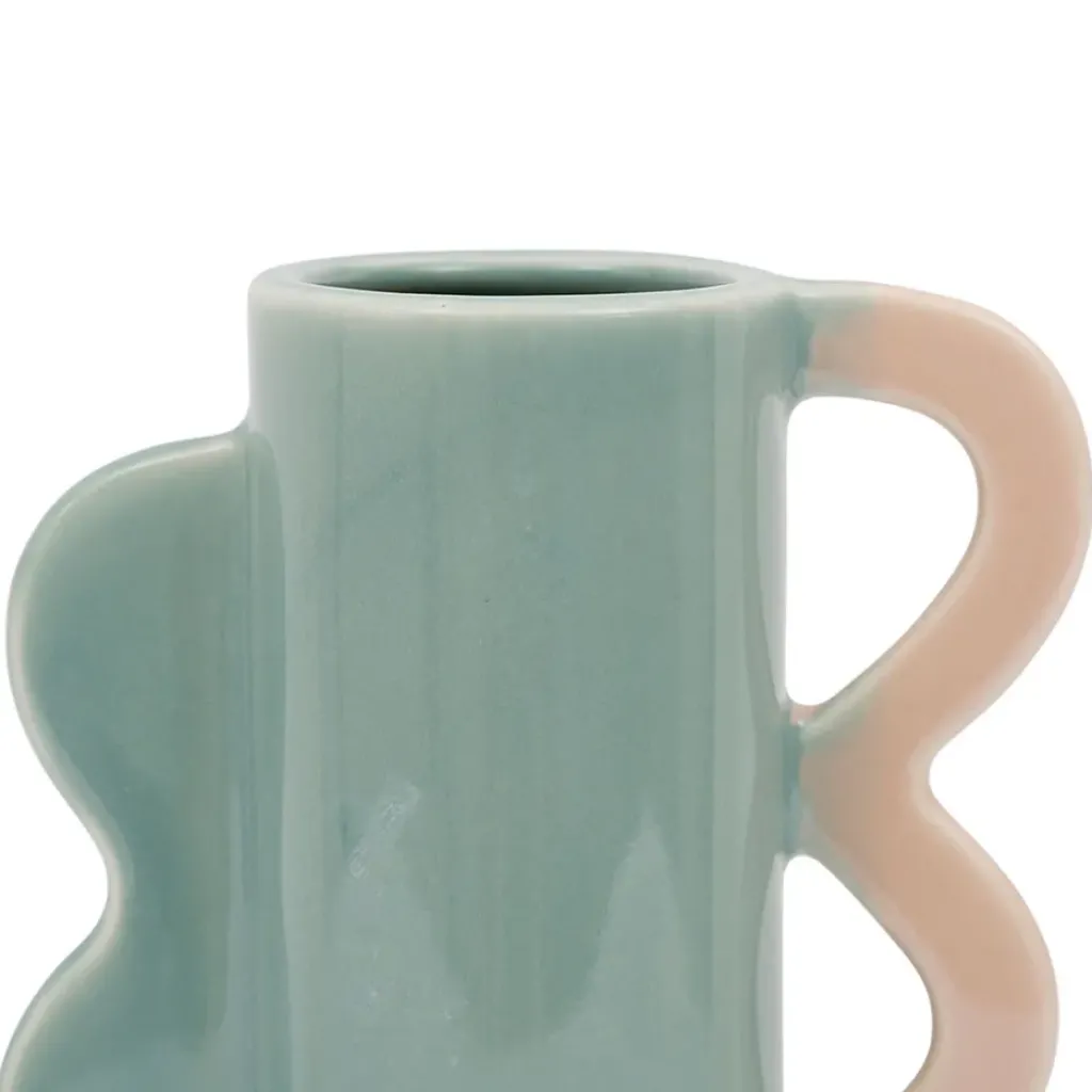 Fabrique de Styles Vase vert et corail en grès - funny* Vases Et Soliflores