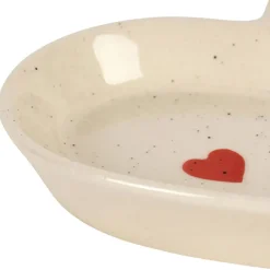 Fabrique de Styles Vide poche cœur en grès et rouge moucheté - Famille* Petits Objets Déco